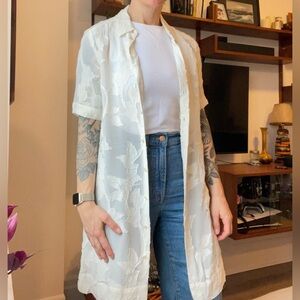 Wilfred Hemistiche White Semi Sheer Shirt Dress